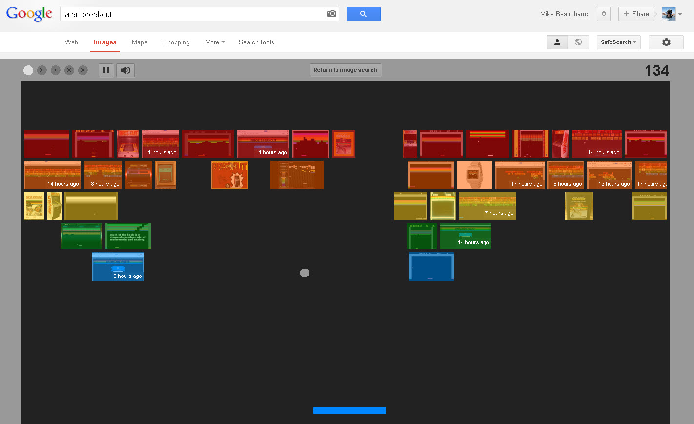 brick breaker google easter egg