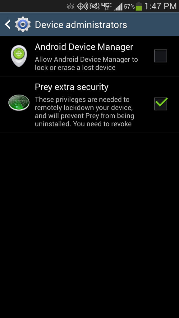 Android Device Manager - Device Administrators